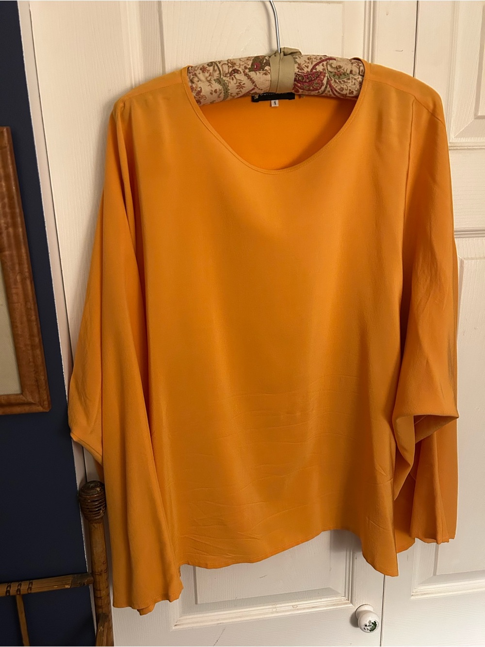 eskandar Silk Scoop Neck Blouse in Golden Yellow